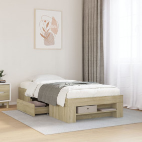 Bed Frame Sonoma Oak Engineered Wood Twin Bed Frame Rec...