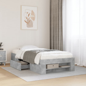 Bed Frame Concrete Grey Engineered Wood Twin Bed Frame