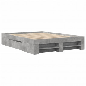 Bed Frame Concrete Grey Engineered Wood 55.1 x 74.8 in ...