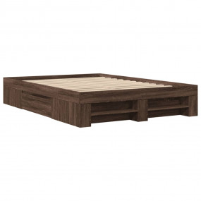 Bed Frame Brown Oak Engineered wood Double Bed Frame