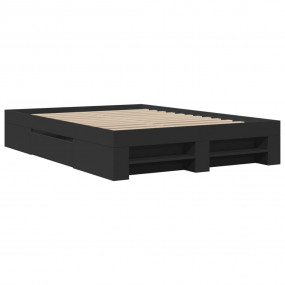 Bed Frame Black Engineered wood Double Bed Frame Rectan...