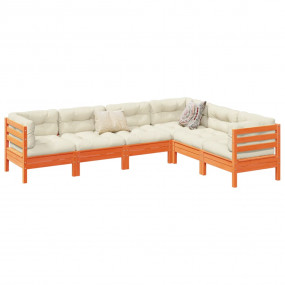 Patio Sofa Set Wax brown Solid pine wood Large Modular