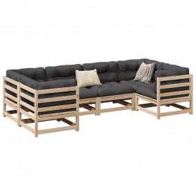 Garden Sofa Set Natural wood Solid pine wood Large Modu...