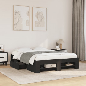 Bed Frame Black Engineered wood, Plywood Small Double B...