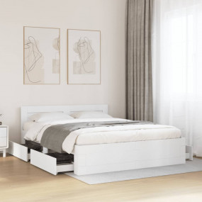 Bed Frame White Engineered wood 63 x 79 in Bed Frame