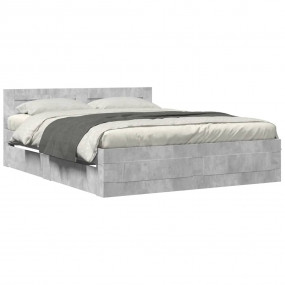 Bed Frame Concrete Grey Engineered Wood Queen Bed Frame