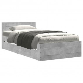 Bed Frame Concrete Grey Engineered Wood Twin Bed Frame