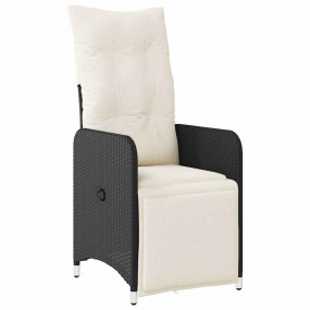Bistro Set Black PE Rattan 6-Seater Removable Covers Bi...