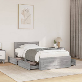 Bed Frame Grey Sonoma Engineered Wood Small Single Bed ...