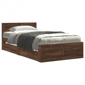 Bed Frame Brown Oak Engineered Wood Small Single Bed Fr...