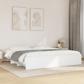 Bed Frame White Engineered wood, Plywood Full Storage B...