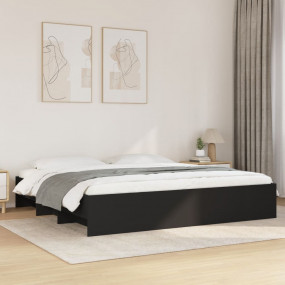 Bed Frame Black Engineered wood Double Bed Bed Frame