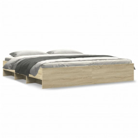 Bed Frame Sonoma oak Engineered wood 79.9x79.9in Bed Fr...