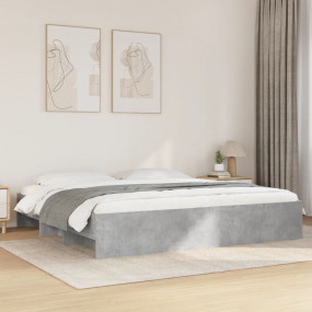 Bed Frame Concrete Grey Engineered Wood, Plywood 78.7 x...