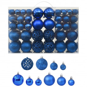 Christmas Ball Set Set of 100 Blue Plastic Mixed sizes