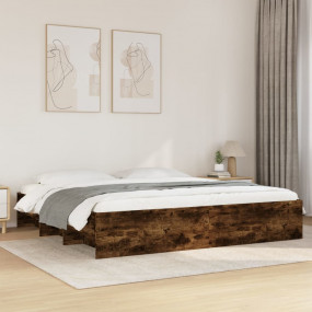 Bed Frame Smoked Oak Engineered wood Double Bed Frame