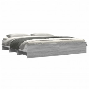 Bed Frame Grey sonoma Engineered wood, Plywood slats Do...