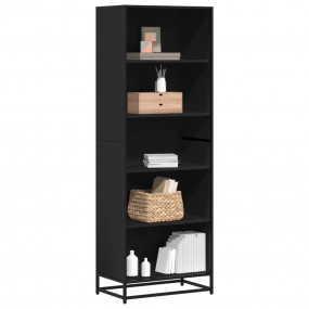 Bookcase Black Engineered wood and metal 23.6 x 13.8 x ...