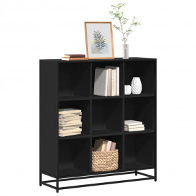 Bookcase Black Engineered Wood, Metal Medium Bookcase