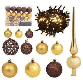 Christmas Ball Set Set of 61 Shiny gold, matte gold, br...