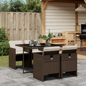 Patio Dining Set Set of 4 Brown and Cream White