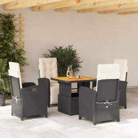 Garden Dining Set Black and brown with cream white cush...