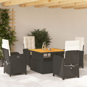 Garden Dining Set Black, Cream White