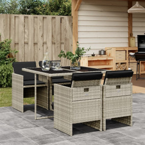 Patio Dining Set Set of 4 Light grey PE rattan