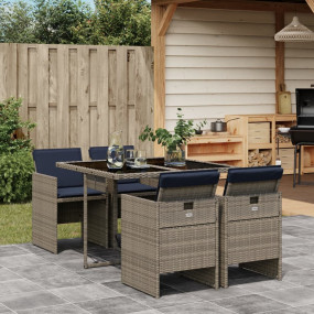 Patio Dining Set Set of 4 Gray PE rattan 5 Piece Set Fo...