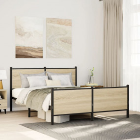 Bed Frame Sonoma oak Steel, Engineered wood Full Bed Fr...