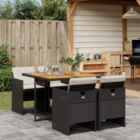 Patio Dining Set Set of 4 Black, Brown, Cream White
