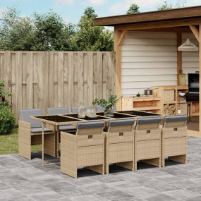 Patio Dining Set Set of 8 Mix beige, Light gray