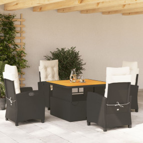 Garden Dining Set Black and Cream