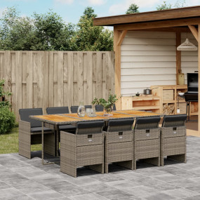Patio Dining Set Set of 8 Gray, Brown, Dark Gray