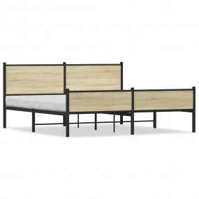 Bed Frame Sonoma oak Steel, Engineered wood Full Bed Fr...