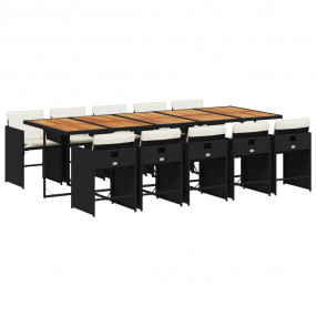 Patio Dining Set Set of 10 Black PE rattan Large