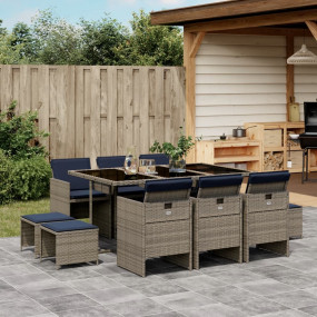 Patio Dining Set Set of 10 Gray
