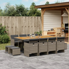 Garden Dining Set Grey and Brown PE Rattan 12-Seater Co...