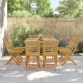 Garden Chair Set of 8 Natural Bamboo Bamboo Medium Fold...