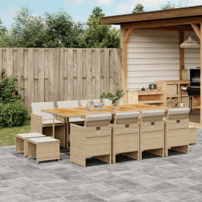 Garden Dining Set Beige and brown