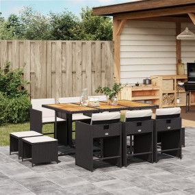 Patio Dining Set Set of 10 Black