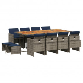 Patio Dining Set Set of 12 Grey, Navy Blue