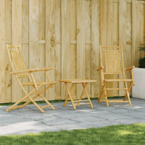Bistro Set Natural Bamboo Bamboo 3 Piece Set Foldable