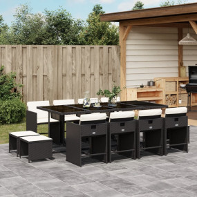 Patio Dining Set Set of 12 Black, Cream White