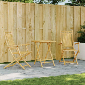 Bistro Set Natural Bamboo Bamboo Medium Foldable Bistro...