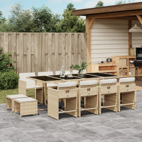 Patio Dining Set Set of 12 Beige, Cream White