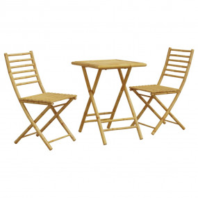 Bistro Set Natural Bamboo Bamboo Medium Foldable Bistro...