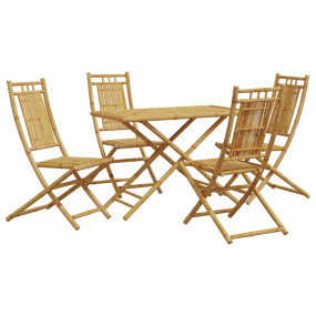 Garden Dining Set Natural Bamboo Bamboo Average  Foldab...