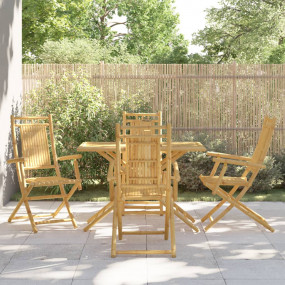 Garden Dining Set Natural Bamboo Bamboo Medium Foldable