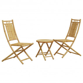 Bistro Set Natural Bamboo Bamboo 3 piece set  Foldable